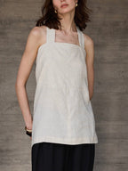 Halter Neck Backless Linen Vest by painevida