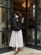 Back Hollow Round Neck Simple T-Shirt - PAINEVIDA