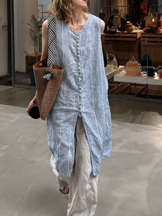 Linen Slouchy Tank Dress by painevida