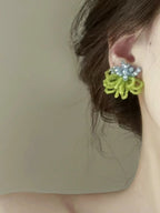 French Retro Color Contrast Beaded Tassel Earrings - PAINEVIDA