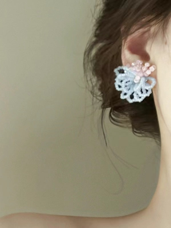 French Retro Color Contrast Beaded Tassel Earrings - PAINEVIDA