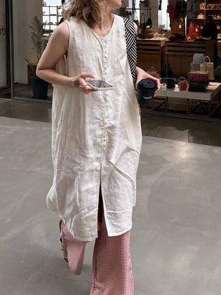 Linen Slouchy Tank Dress by painevida