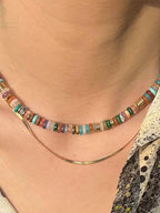Natural Stone Colorful Frisbee Necklace by painevida