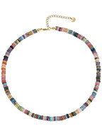 Natural Stone Colorful Frisbee Necklace by painevida