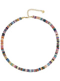 Natural Stone Colorful Frisbee Necklace - PAINEVIDA