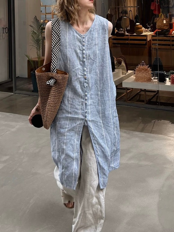 Linen Slouchy Tank Dress by painevida