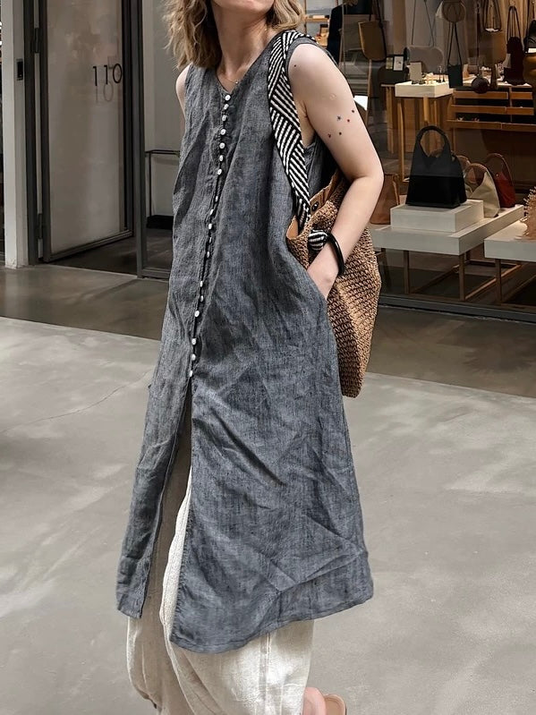 Linen Slouchy Tank Dress