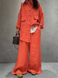 Linen Loose Shirt &Wide-Leg Pants 2-Pieces Suit - PAINEVIDA