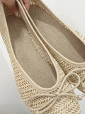 Comfy Straw Bow Ballet Flat - PAINEVIDA