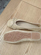 Comfy Straw Bow Ballet Flat by painevida