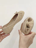 Comfy Straw Bow Ballet Flat - PAINEVIDA