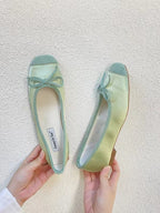 Stitching Color Bow Ballet Flat Shoes - PAINEVIDA