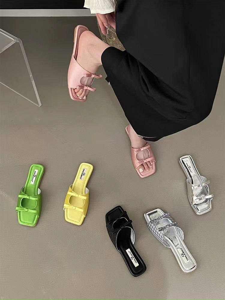 Elegant Bow Slip-On Sandals - PAINEVIDA