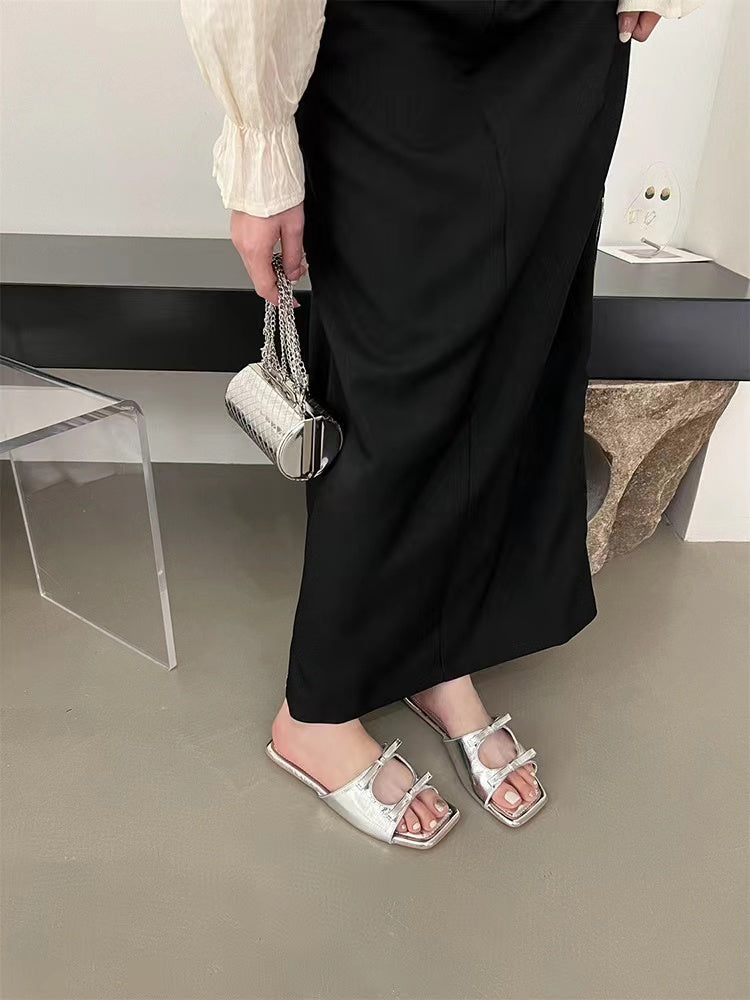 Elegant Bow Slip-On Sandals - PAINEVIDA