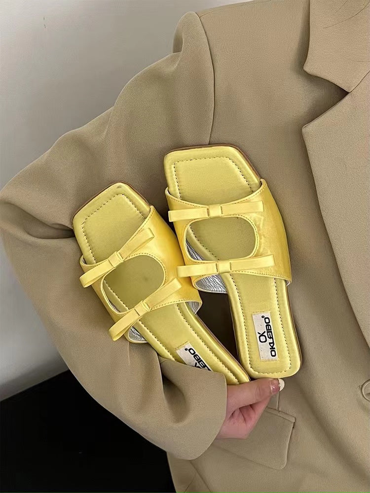 Elegant Bow Slip-On Sandals - PAINEVIDA