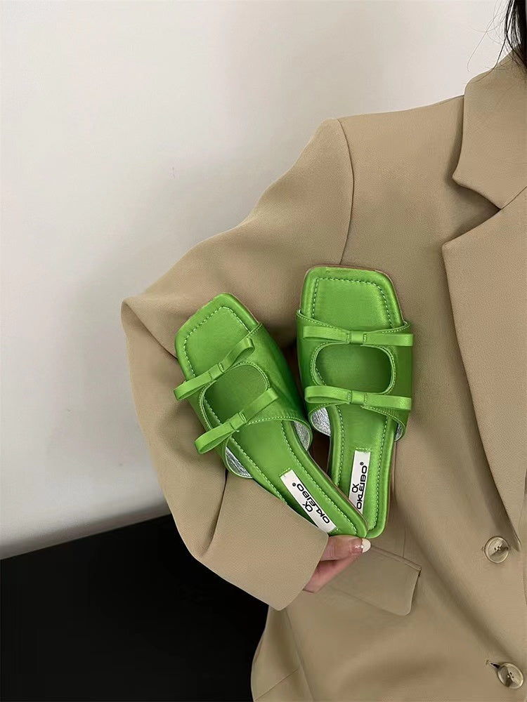 Elegant Bow Slip-On Sandals - PAINEVIDA