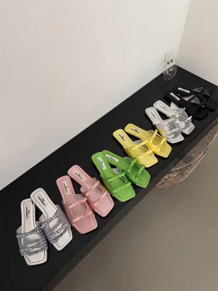 Elegant Bow Slip-On Sandals - PAINEVIDA