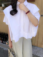 Simple Lapel Loose Irregular Shirt & Slit Skirt suit - PAINEVIDA