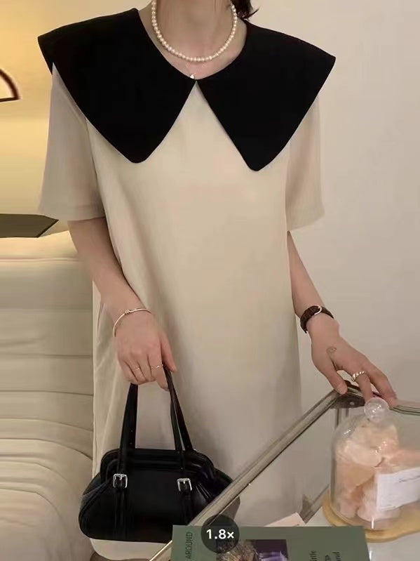 Elegant Back Bow Big Lapel Classic Dress