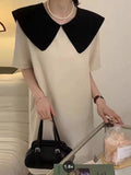 Elegant Back Bow Big Lapel Classic Dress - PAINEVIDA