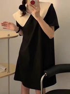 Elegant Back Bow Big Lapel Classic Dress - PAINEVIDA