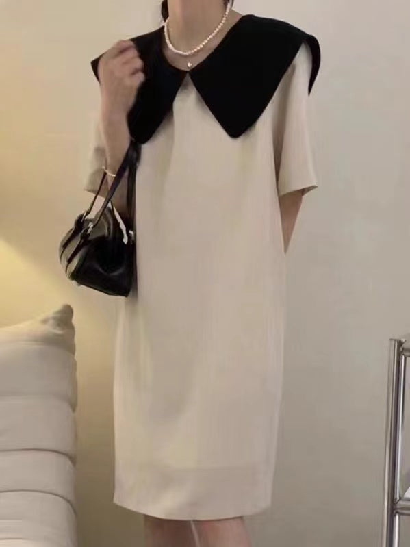 Elegant Back Bow Big Lapel Classic Dress