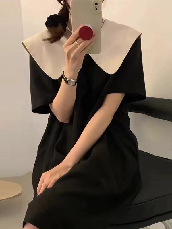 Elegant Back Bow Big Lapel Classic Dress