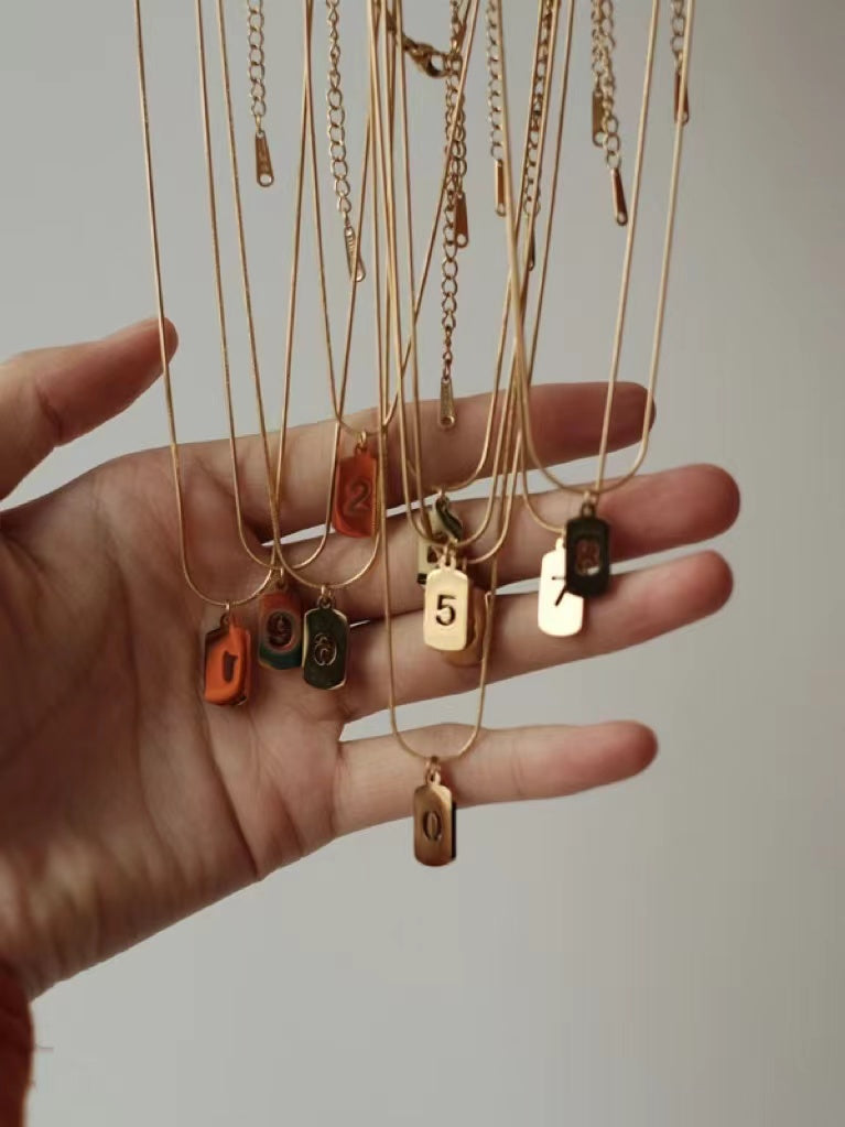 Digital Stacked Square Stainless Steel Necklace