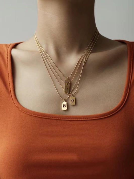 Digital Stacked Square Stainless Steel Necklace