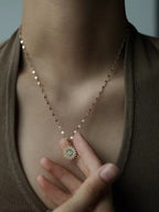 Leaf Texture Sunflower Stainless Steel Necklace by painevida