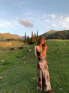 Vintage Floral Print V-Neck Slip Dress - PAINEVIDA