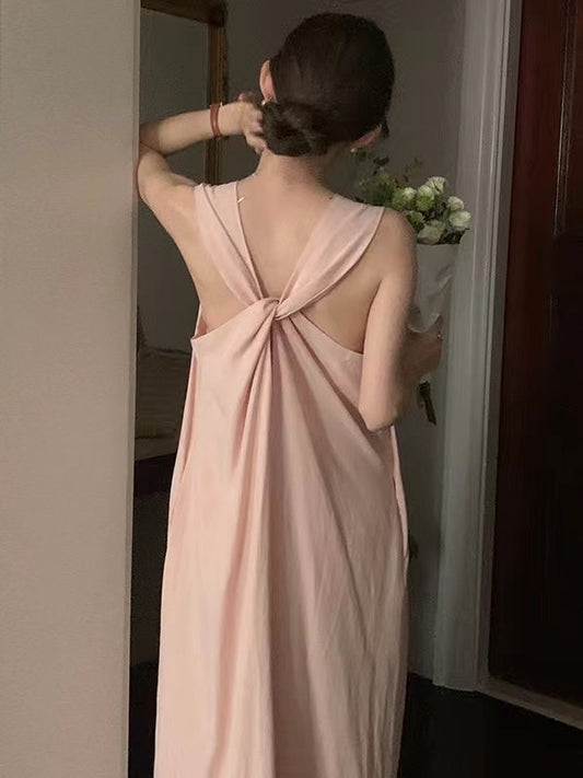 Simple Cross Back Loose Casual Dress - PAINEVIDA