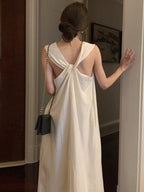 Simple Cross Back Loose Casual Dress - PAINEVIDA