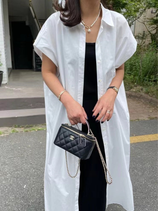 French Style Simple Long Shirt Dress