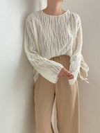 Elegant 3D Texture Long-sleeved Shirt by painevida