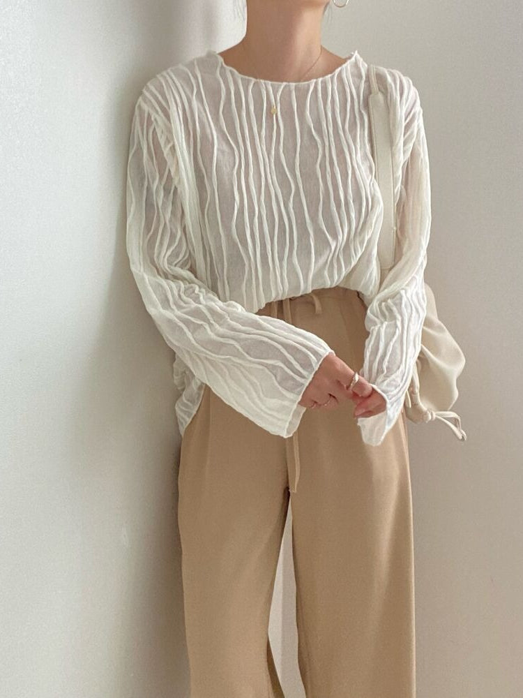 Elegant 3D Texture Long-sleeved Shirt by painevida