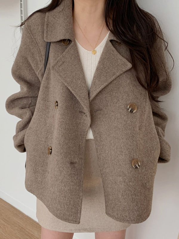 Simple Casual Short Woolen Jacket - PAINEVIDA