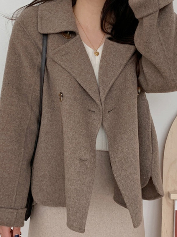 Simple Casual Short Woolen Jacket - PAINEVIDA