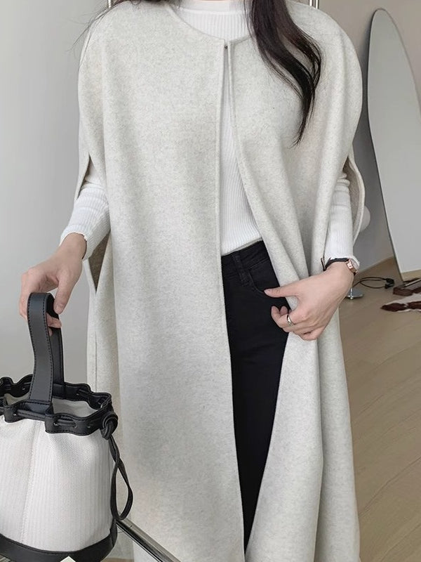 Loose Cape Style Long Woolen Sleeveless Coat - PAINEVIDA