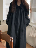 Loose Lapel Single-breasted Shirt Dress Trench Coat - PAINEVIDA