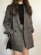 Retro Plaid Lapel Pocket Blazer - PAINEVIDA