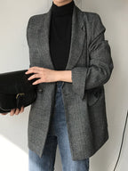 Retro Plaid Lapel Pocket Blazer - PAINEVIDA