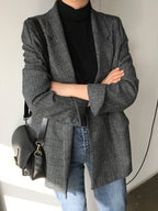 Retro Plaid Lapel Pocket Blazer - PAINEVIDA