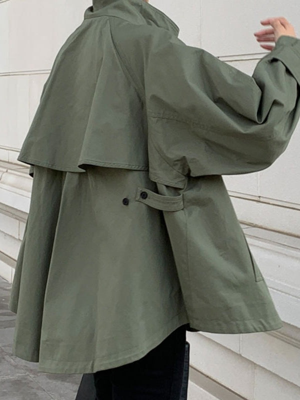 Stand Collar Cape Loose Short Jacket - PAINEVIDA