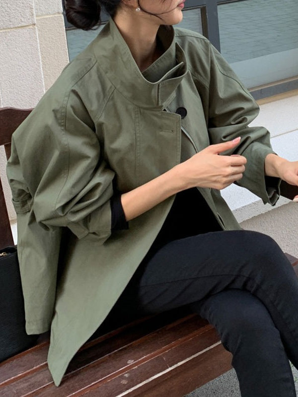 Stand Collar Cape Loose Short Jacket - PAINEVIDA