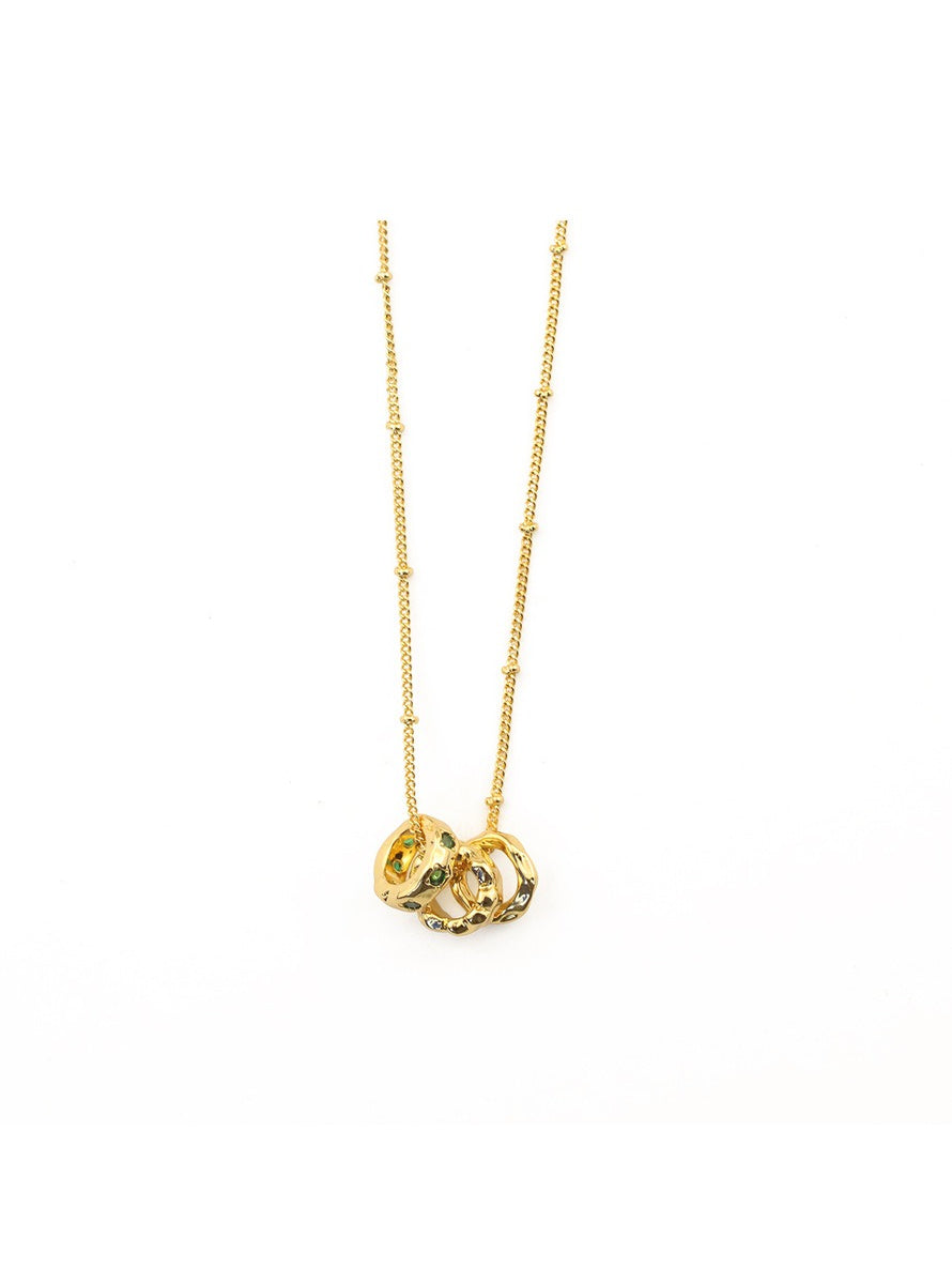Triple Rings Emerald Zircon Necklace by painevida