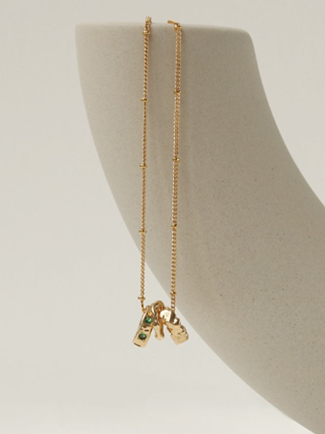 Triple Rings Emerald Zircon Necklace - PAINEVIDA