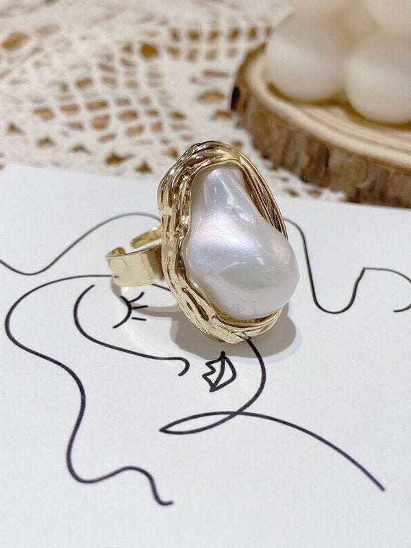 Geometric Irregular Pearl Ring - PAINEVIDA