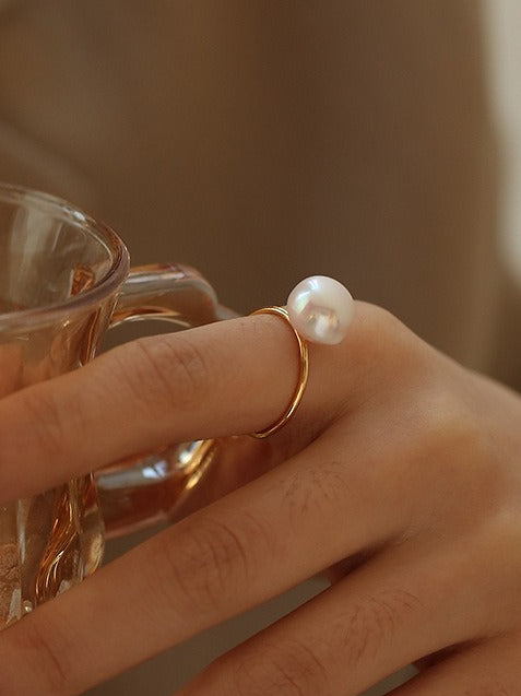 Natural Baroque Pearl Open Ring by painevida