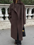 Retro Stand-up Collar Single-breasted Lace-up Woolen Coat - PAINEVIDA